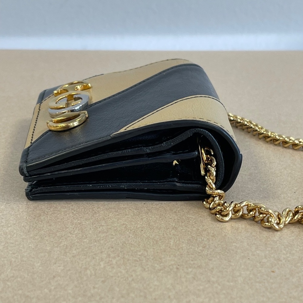 GUCCI Zumi Calfskin Leather Wallet w/ Black & Beige Diagonal Stripe- Preowned - Picture 5 of 15